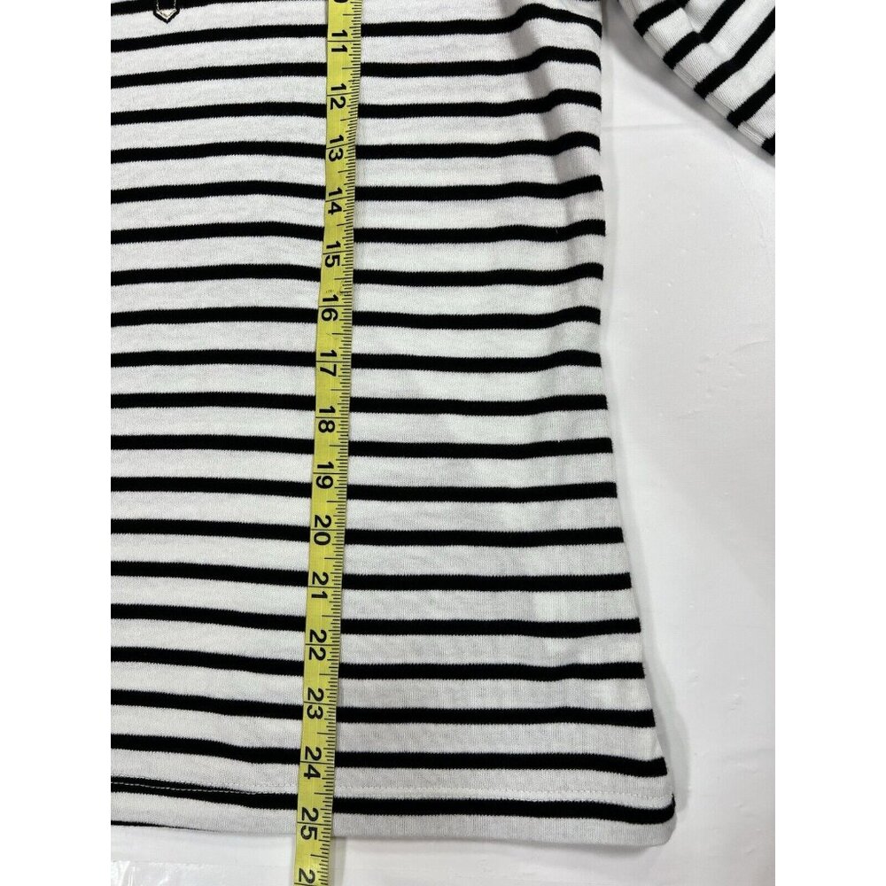 NWT croft barrow women classic tee shirt Small Striped Black White Long Sleeves - Picture 9 of 10
